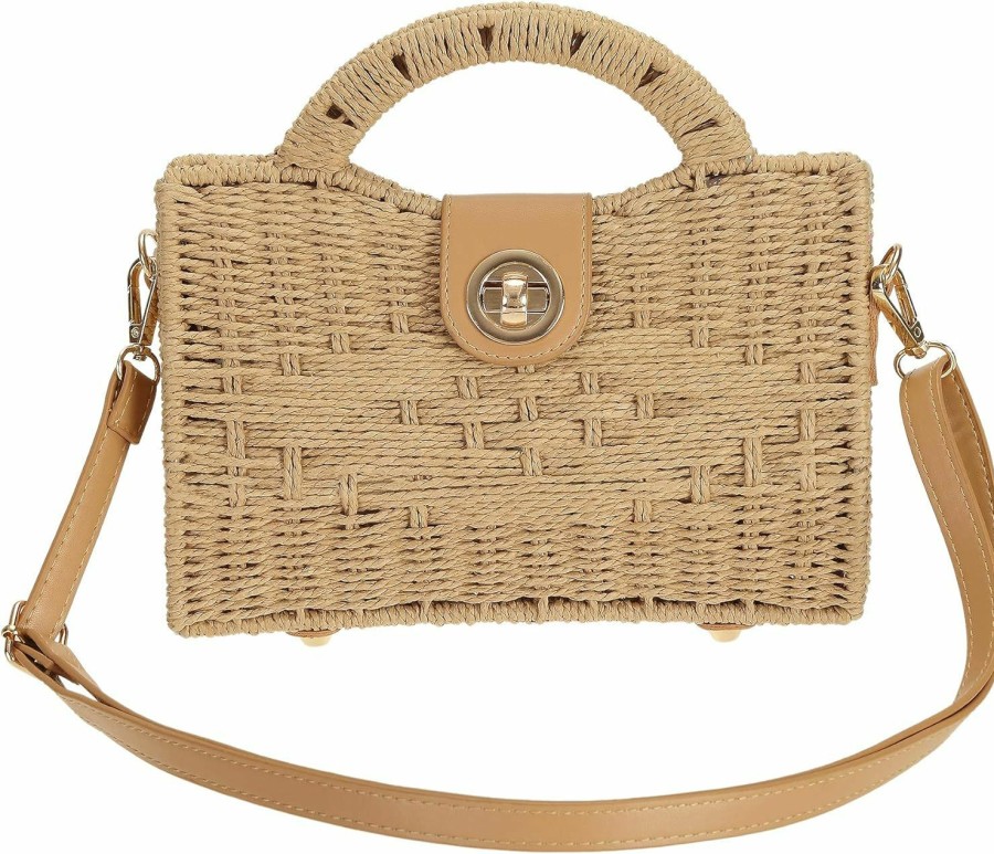 So'each So'Each Women Handmade Straw Wicker Woven Purse Boho Crossbody Shoulder Bag Shoulder Handbags