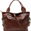 Floto Floto Brown Taormina Bag In Italian Calfskin Leather - Handbag, Shoulder Bag, Hobo Shoulder Handbags