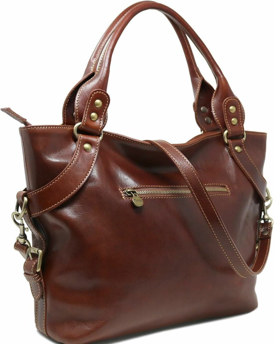 Floto Floto Brown Taormina Bag In Italian Calfskin Leather - Handbag, Shoulder Bag, Hobo Shoulder Handbags