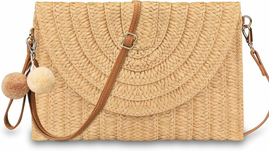 Chling Straw Shoulder Bag Straw Crossbody Bag Straw Clutch Straw Shoulder Bag Casual Beach Straw Handmade Bag For Women Shoulder Handbags