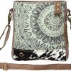 Myra Bag Myra Womens Bag Verdant Upcycled Canvas & Cowhide Leather Shoulder Bag S-1209, Grey, One Size Shoulder Handbags