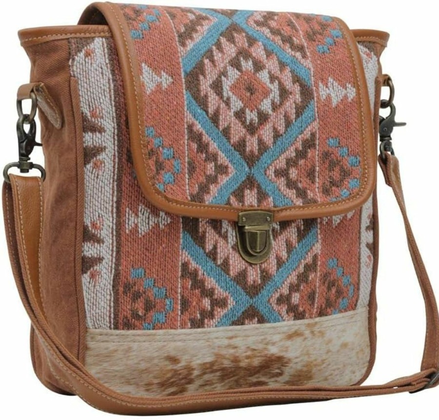 Myra Bag Myra Bag Western Leather Shoulder Bag For Women - Upcycled Canvas Crossbody Tori Cecil Shoulder Handbags