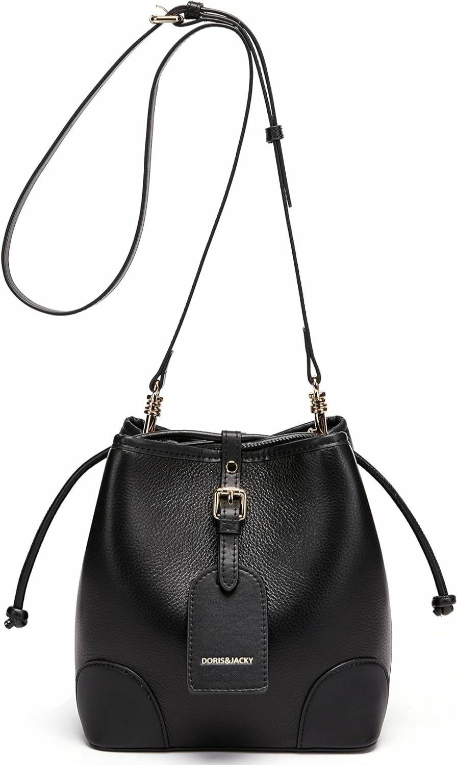 DORIS&JACKY Doris&Jacky Small Leather Drawstring Shoulder Bag Premium 2 Way Bucket Crossbody Purse For Women Shoulder Handbags