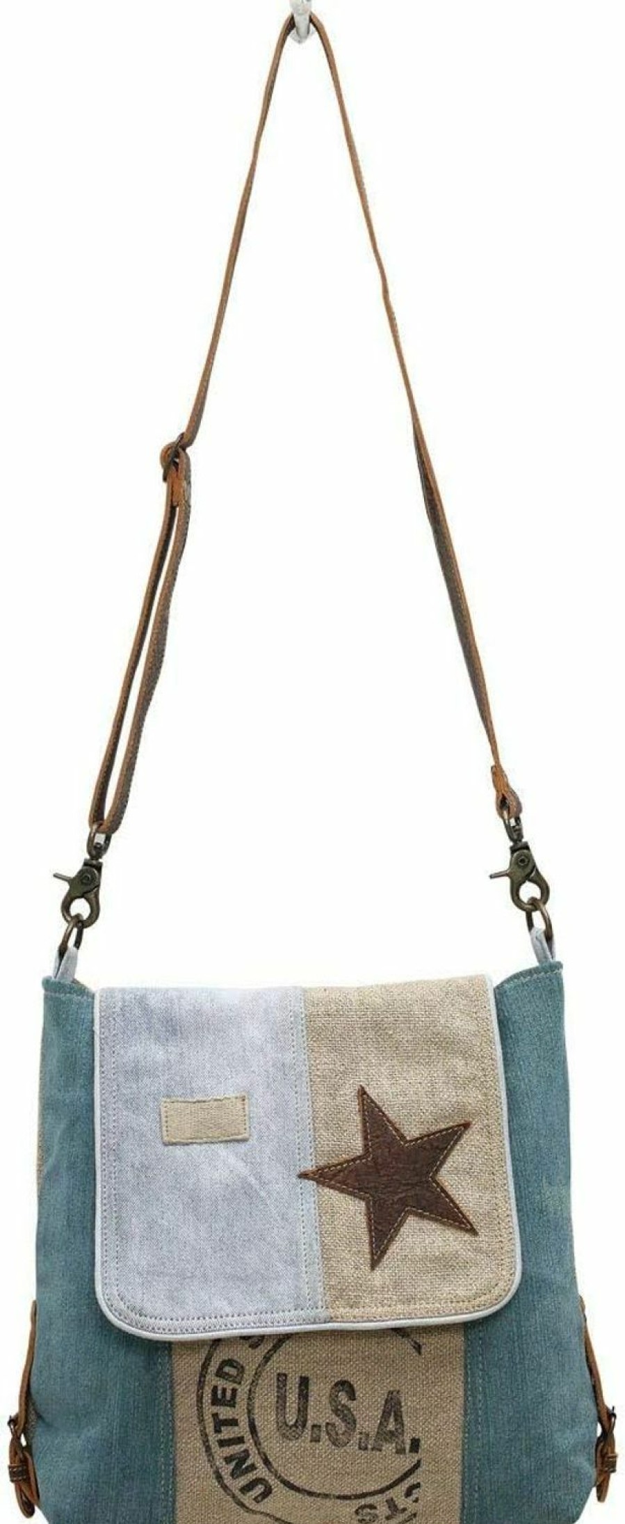 Myra Bag Myra Bags Sky Star Upcycled Denim Shoulder Bag M-0767 Shoulder Handbags