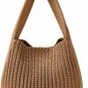 MIKOPNLIW Simplicity Women Crochet Beach Tote Bag,Woven Shoulder Bag, Knitted Handbags Purse Summer Vacation Crossbody Bags Shoulder Handbags