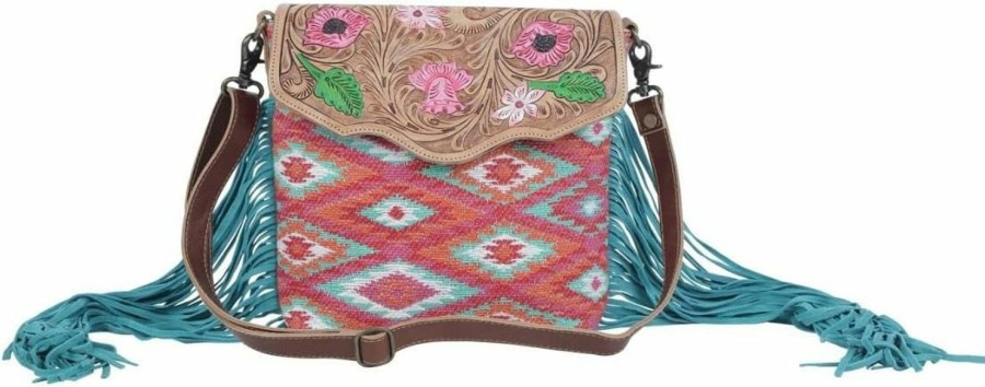 Myra Bag Myra Bag Floral Pink Hand-Tooled Bag S-4699 Shoulder Handbags