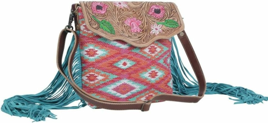 Myra Bag Myra Bag Floral Pink Hand-Tooled Bag S-4699 Shoulder Handbags