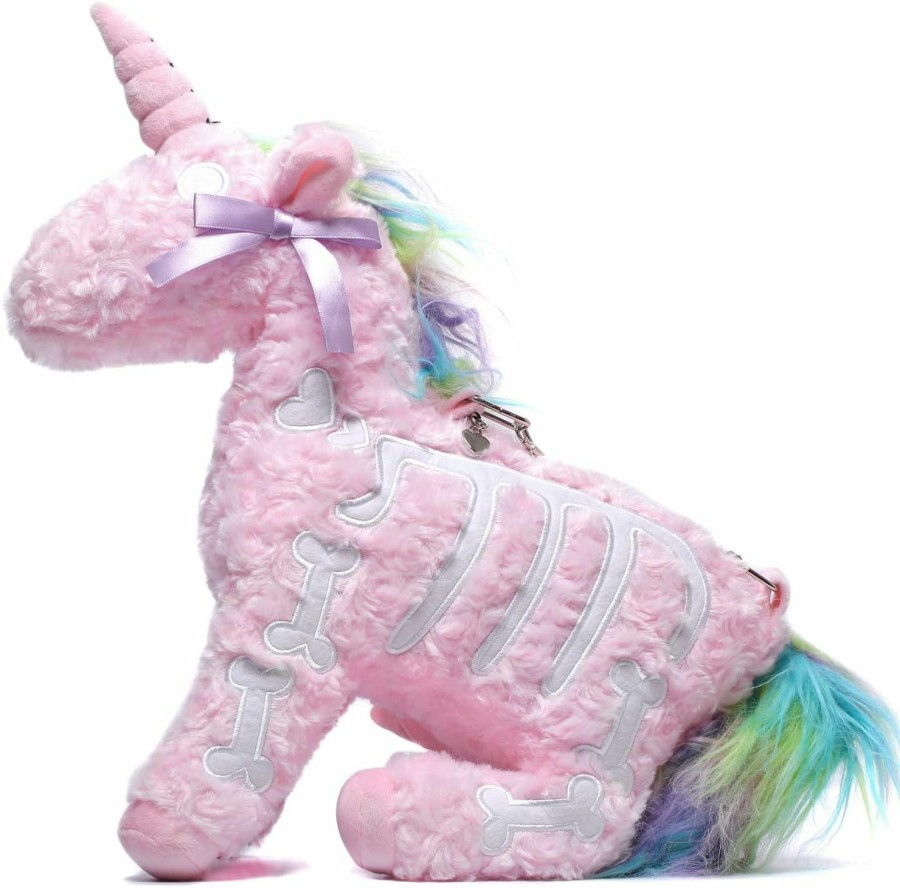 Littleforbig Littleforbig Uniskelly Skeleton Unicorn Stuffed Animal Plush Shoulder Bag Purse Shoulder Handbags