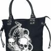 Lost Queen Lost Queen Women'S Watch Skull Rose Shoulder Bag | Back In Black Handbag Purse Shoulder Handbags