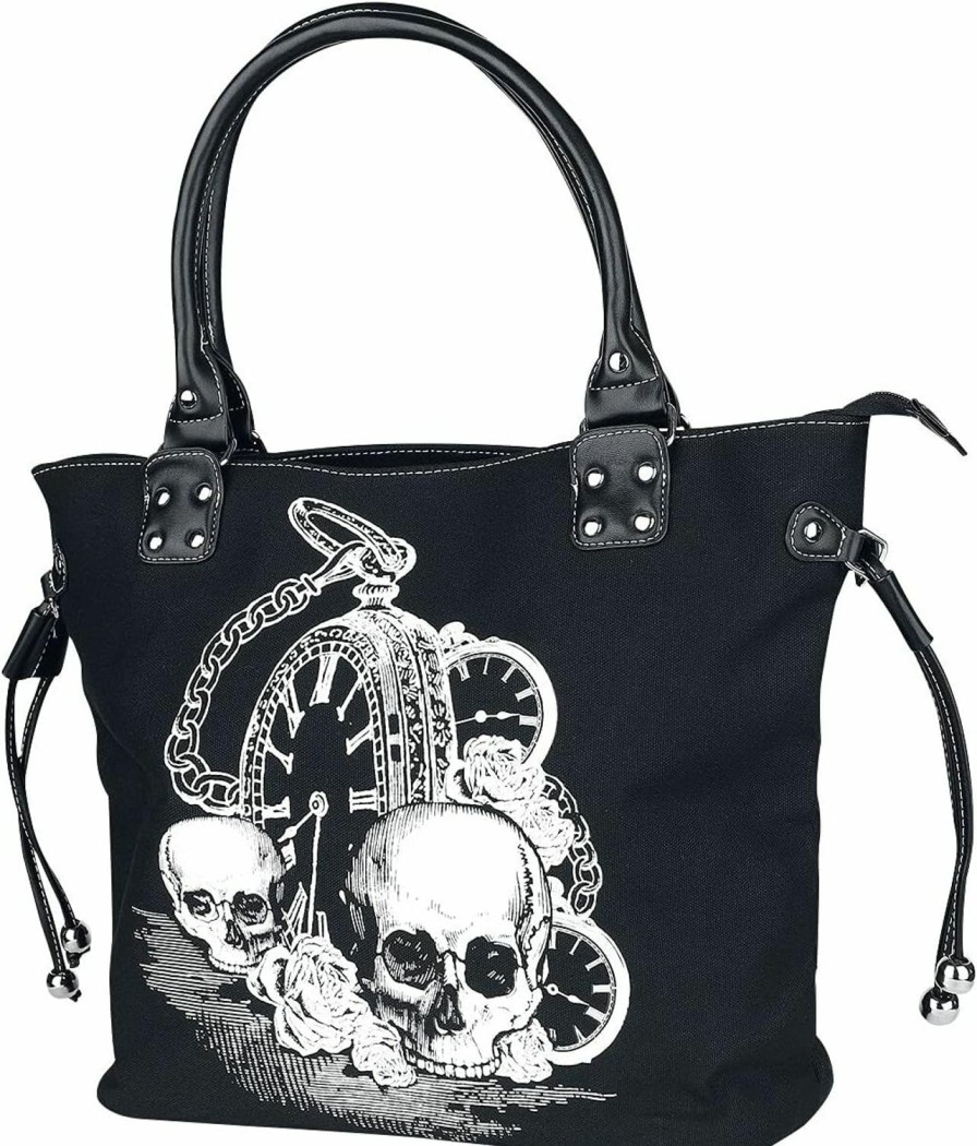 Lost Queen Lost Queen Women'S Watch Skull Rose Shoulder Bag | Back In Black Handbag Purse Shoulder Handbags