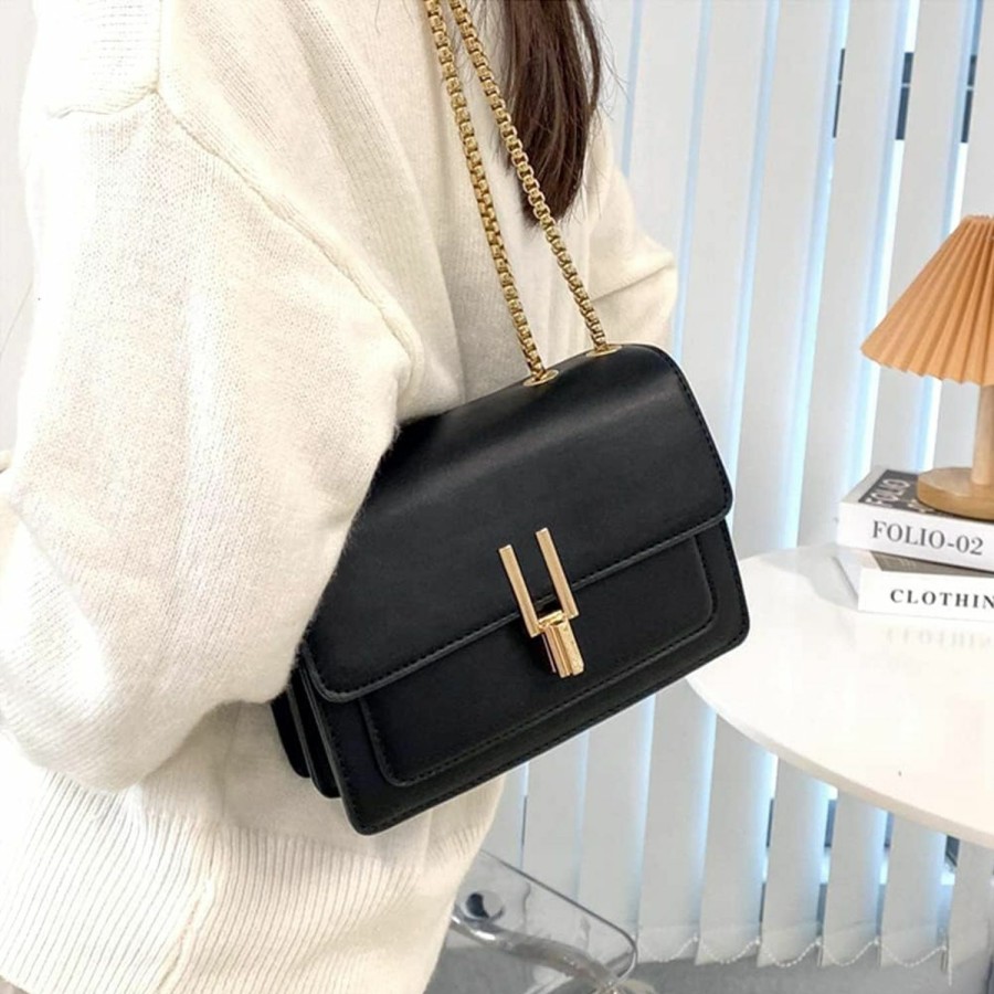 AMHDV Amhdv Small Shoulder Chain Bag Color Block Crossbody Purse Square Flap Leather Handbag For Women Shoulder Handbags