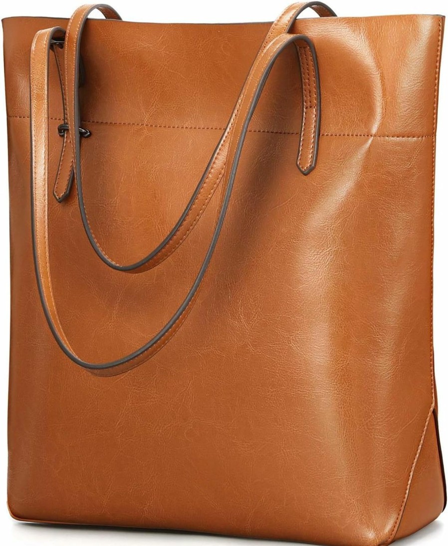 Kattee Kattee Vintage Genuine Leather Tote Shoulder Handbag For Woman With Adjustable Handles Shoulder Handbags