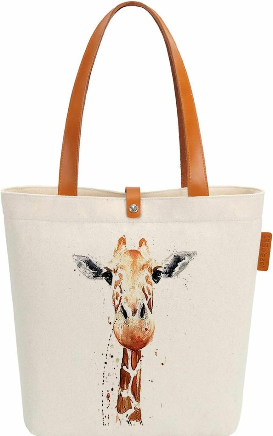 So'each So'Each Canvas & Beach Tote Bag Animal Giraffe Art Graphic Handbag Shoulder Bag Shoulder Handbags