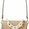 Anne Klein Anne Klein Mini Convertible Shoulder Bag With Resin Chain, Straw Weave/Anne White/Anne White Shoulder Handbags