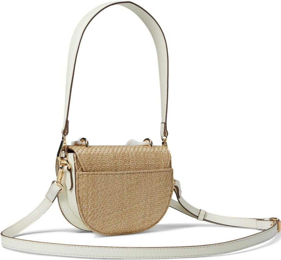 Anne Klein Anne Klein Mini Convertible Shoulder Bag With Resin Chain, Straw Weave/Anne White/Anne White Shoulder Handbags