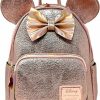 Loungefly Loungefly Disney Minnie Mouse Pink Rose Metallic Womens Double Strap Shoulder Bag Purse Shoulder Handbags