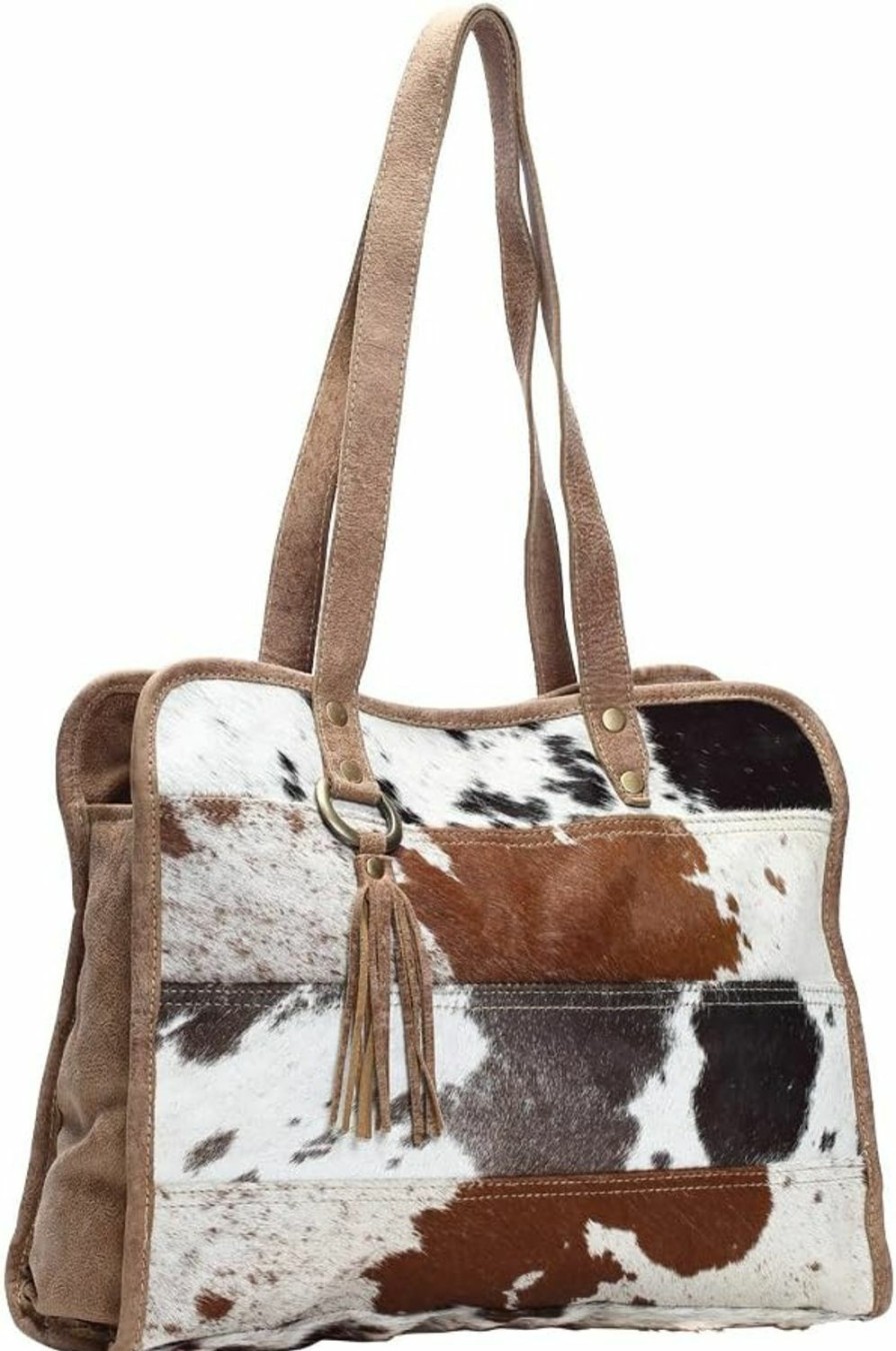 Myra Bag Myra Bag Stripes Cowhide Tote Bag S-1164 Shoulder Handbags