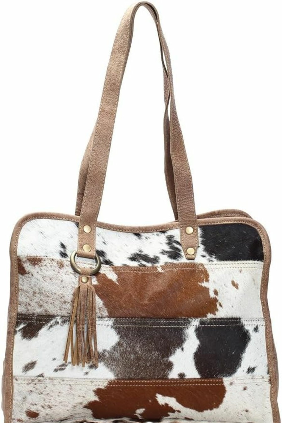 Myra Bag Myra Bag Stripes Cowhide Tote Bag S-1164 Shoulder Handbags