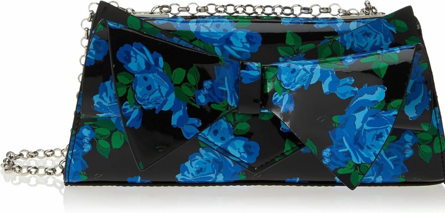 Betsey Johnson Betsey Johnson Bow Flap Convertible Bag, Blue Floral Shoulder Handbags