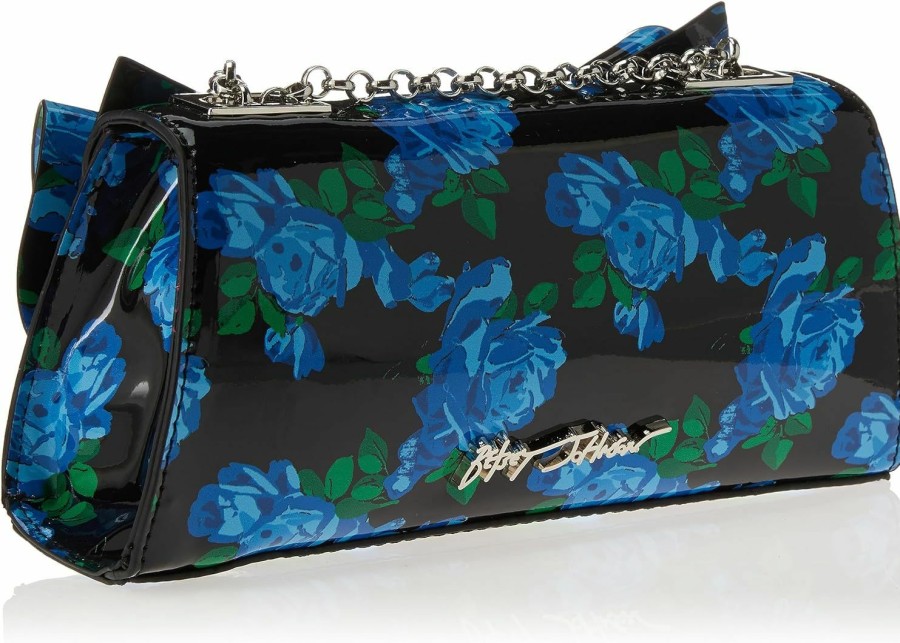 Betsey Johnson Betsey Johnson Bow Flap Convertible Bag, Blue Floral Shoulder Handbags