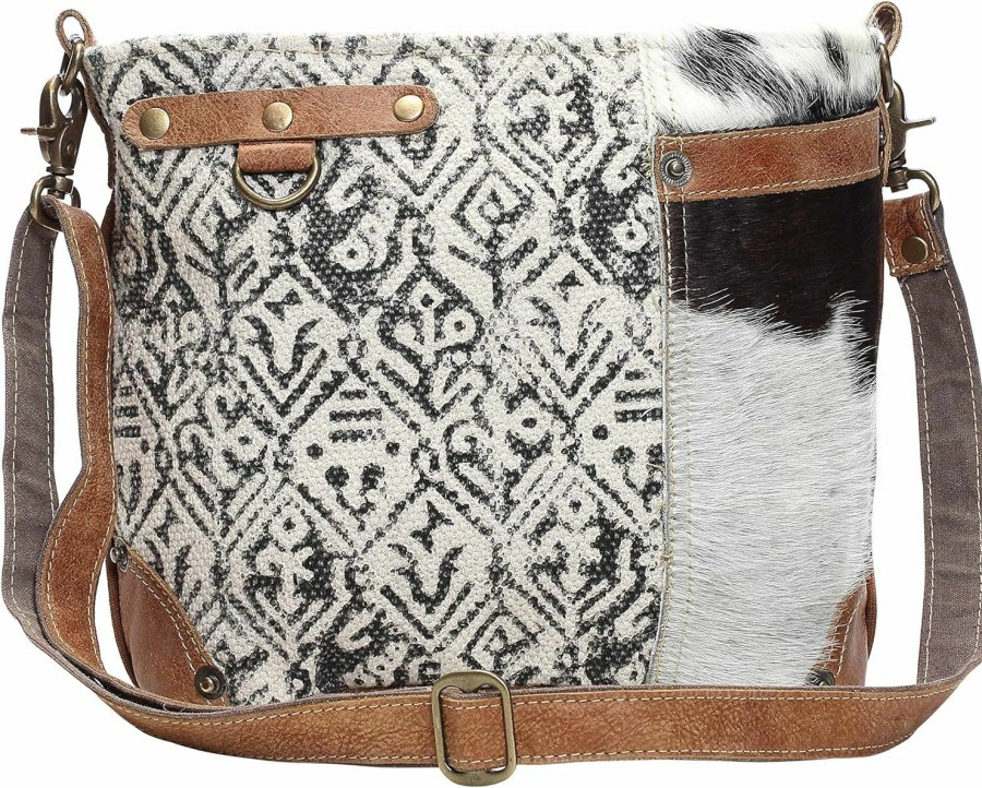 Myra Bag Myra Bag Cowhide & Cotton Shoulder Bag S-1129 Shoulder Handbags