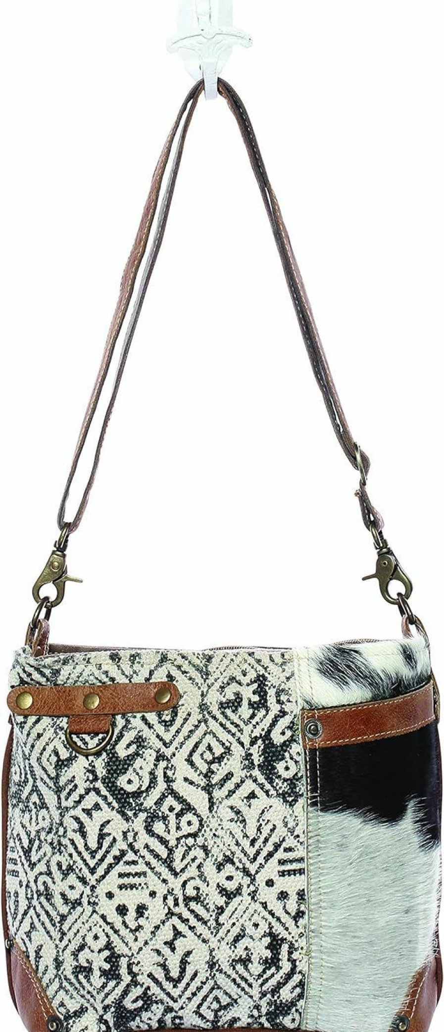 Myra Bag Myra Bag Cowhide & Cotton Shoulder Bag S-1129 Shoulder Handbags