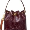 Tory Burch Tory Burch 135826 T Monogram Albarossa Wine Purple With Gold Hardware Patent Embossed Women'S Bucket Bag Shoulder Handbags