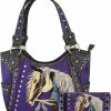 WESTERN ORIGIN Tooled Leather Laser Cut Western Style Horse Cowgirl Purse Country Totes Women Handbag Everyday Shoulder Bags Wallet Set Shoulder Handbags