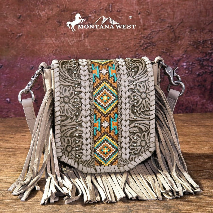 Montana West Montana West Western Small Purses For Women Crossbody Bag Fringe Purse Leather Women'S Shoulder Handbags Tooled Aztec Lss-Rlc-L166Tn Shoulder Handbags