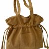 OYOANGLE Oyoangle Women'S Corduroy Tote Bag Large Capacity Zipper Pocket Shopping Shoulder Handbags With Drawstring Shoulder Handbags