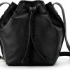 The Sak The Sak Womens Ivy Leather Drawstring Bucket, Black, One Size Us Shoulder Handbags