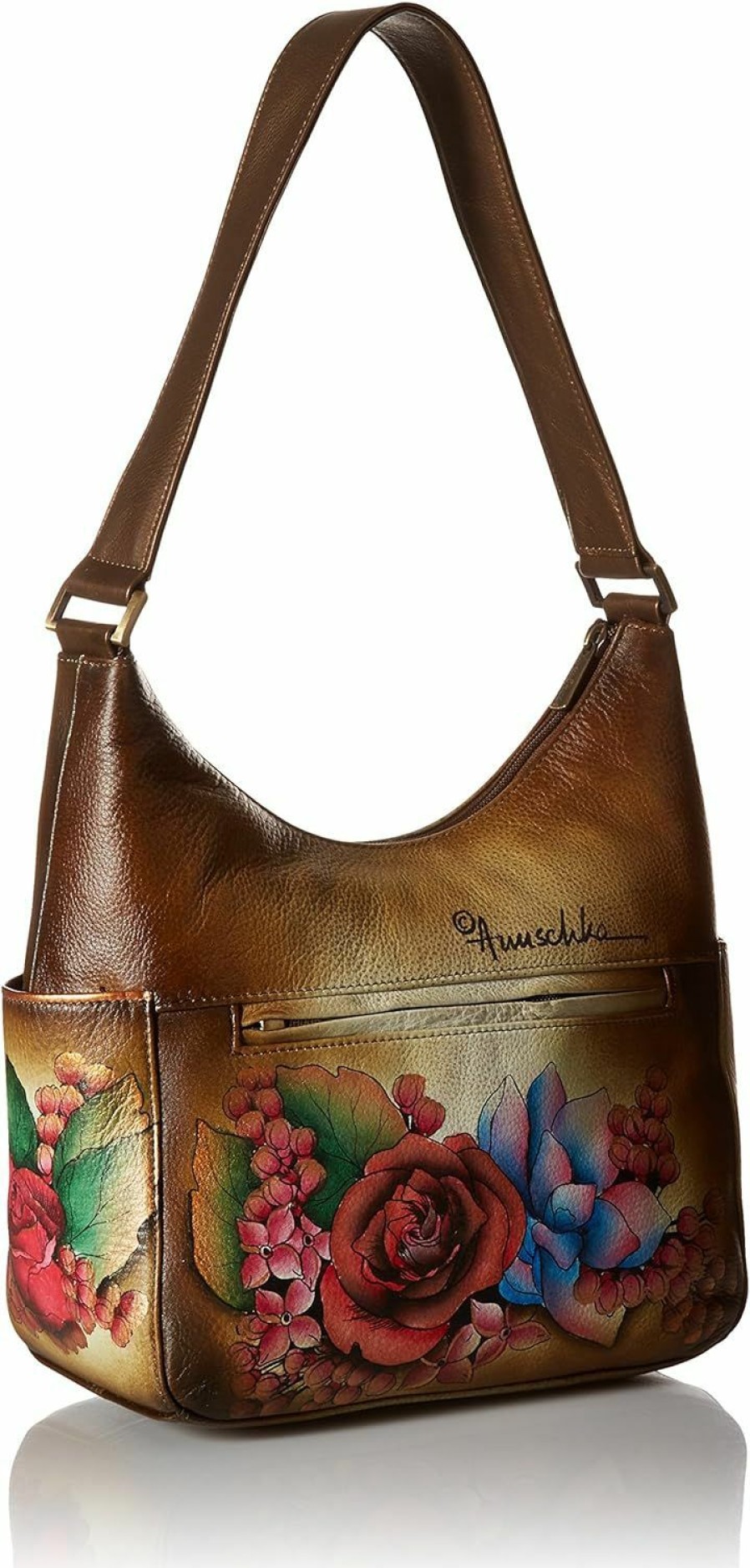 Anuschka Anuschka Women'S Genuine Leather Handbag | Classic Hobo With Side Pocket Shoulder Handbags