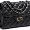 CEDDEOS Ceddeos Black Crossbody Bags For Women, Black Small Purses With Quilted Chain Pu Leather Made Black Clutch Purse Black Crossbody Bags For Women Small Shoulder Handbags