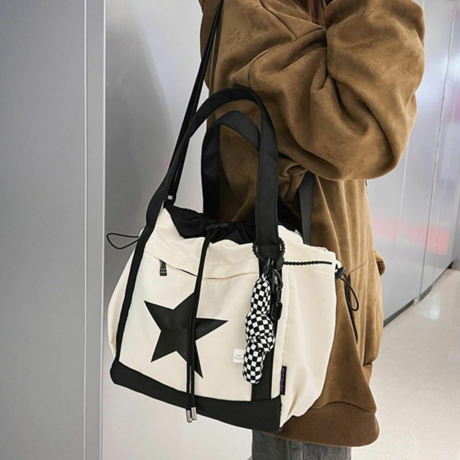 SAANG & JAT Star Messenger Bag, Vintage Star Tote Bag Y2K, Cute Aesthetic Crossbody Bag For Women, Fashion Shoulder Bag For Travel Bags Shoulder Handbags