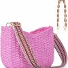 Herald Herald Small Handmade Straw Pocketbook Crossbody Bag For Women, Summer Chic Woven Handbag Shoulder Purse With Chain Shoulder Handbags