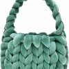 Alzoear Handwoven Tote Bags For Women Chunky Yarn Knit Shoulder Bag Handmade Braided Purse Shoulder Handbags