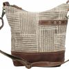 Myra Bag Myra Bag Coffee Upcycled Canvas & Leather Shoulder Bag S-1557 Shoulder Handbags