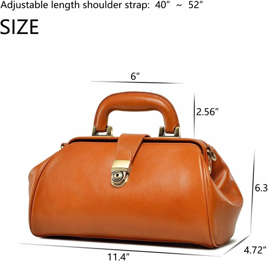 Erivis Erivis Genuine Leather Women'S Bag Retro Doctor'S Bag Handmade Foreskin Layer Cowhide Shoulder Bag Buckle Type Women'S Bag Shoulder Handbags