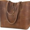 S-ZONE S-Zone Vintage Genuine Leather Tote Bag For Women Large Shoulder Purse Handbag Shoulder Handbags