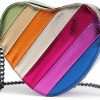 Rejolly Rejolly Rainbow Stripe Heart Shaped Purse For Women Crossbody Bag Metallic Pu Leather Shoulder Bag With Chain Strap Shoulder Handbags