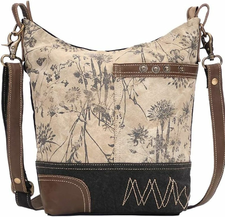 Myra Bag Myra Bag Solidaster Upcycled Canvas & Leather Shoulder Bag S-1525 Shoulder Handbags