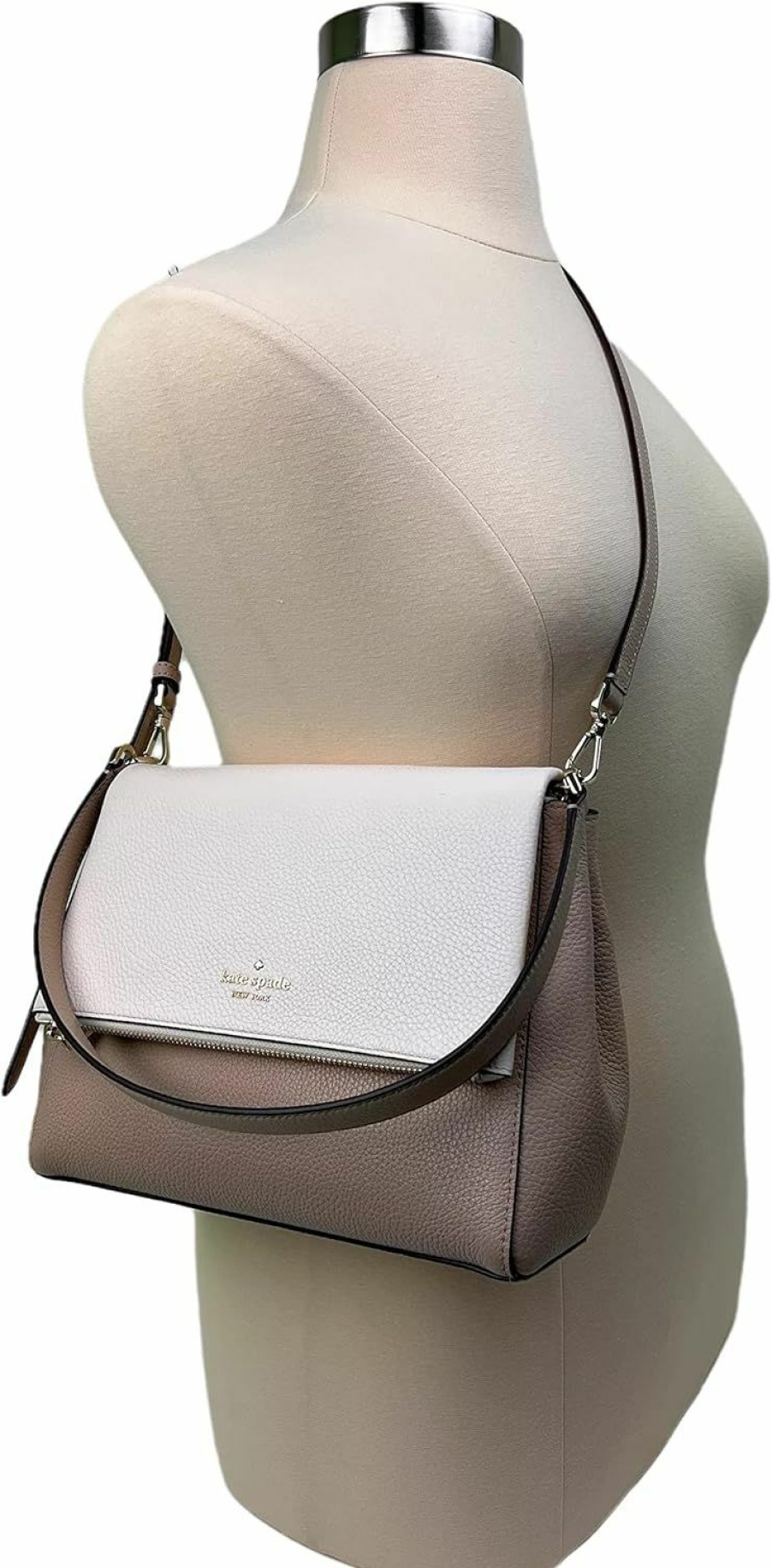 Kate Spade New York Kate Spade Leila Medium Pebbled Leather Shoulder Bag (Warm Beige) Shoulder Handbags