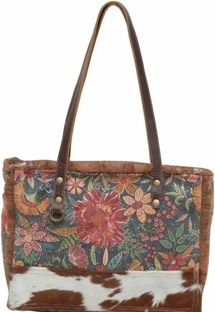 Myra Bag Western Canvas Shoulder Handbag For Women - Cotton & Upcycled Leather Bag Shoulder Handbags