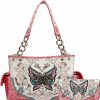 WESTERN ORIGIN Western Style Spring Butterfly Flower Purse Women Country Handbag Rhinestone Stud Shoulder Bag Wallet Set Shoulder Handbags