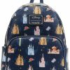 Loungefly Loungefly Disney Princesses Castles All Over Print Womens Double Strap Shoulder Bag Purse Shoulder Handbags