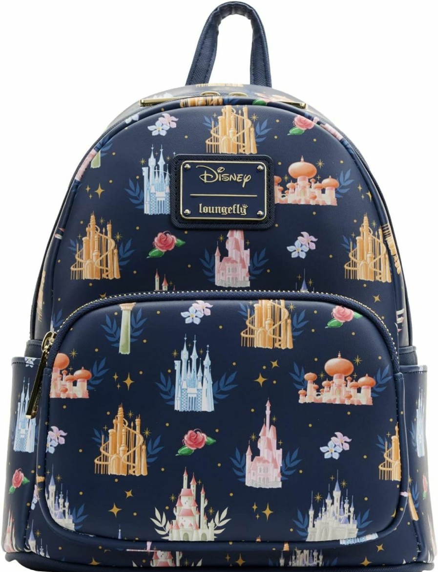 Loungefly Loungefly Disney Princesses Castles All Over Print Womens Double Strap Shoulder Bag Purse Shoulder Handbags