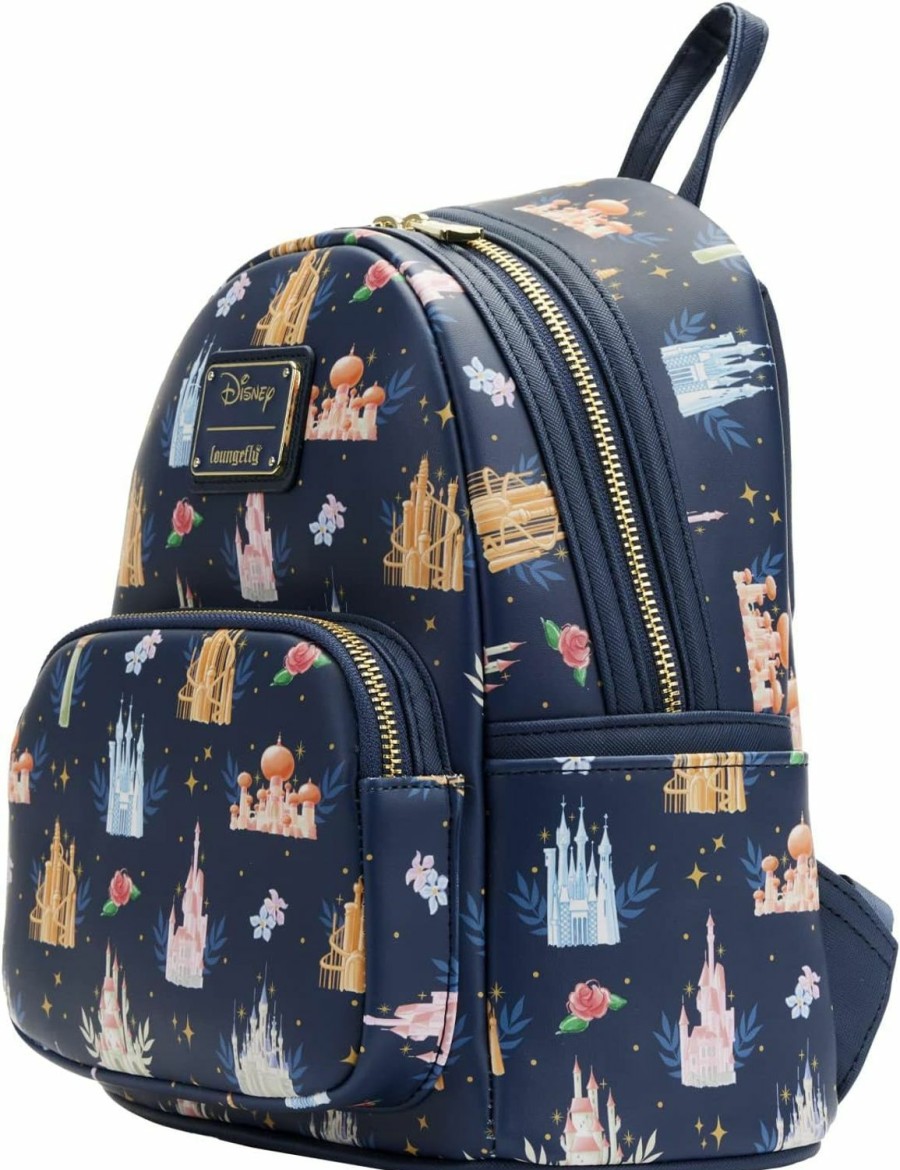 Loungefly Loungefly Disney Princesses Castles All Over Print Womens Double Strap Shoulder Bag Purse Shoulder Handbags