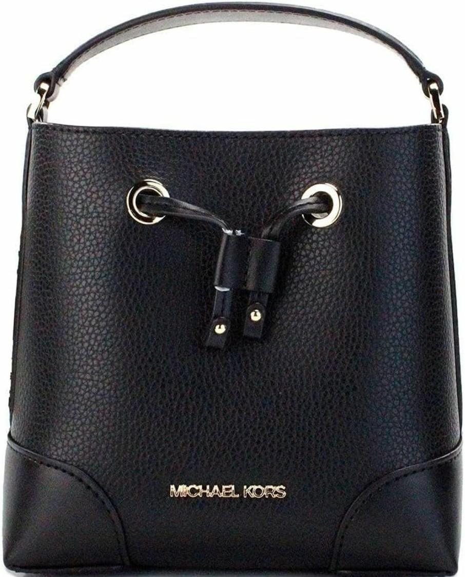 Michael Kors Michael Kors Mercer Small Pebbled Leather Bucket Bag Black Shoulder Handbags