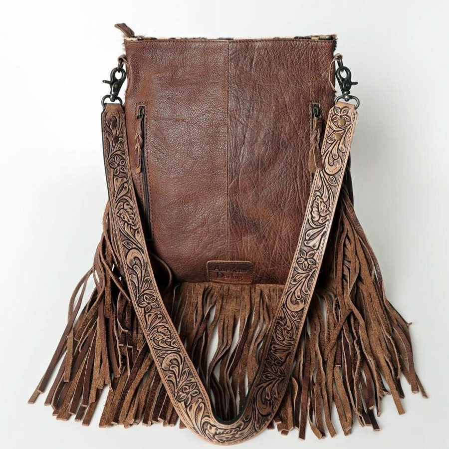 American Darling American Darling Concealed Carry Crossbody Hand Carved Leather Fringe Purse For Women Western Handbags Conceal Carry Shoulder Handbags