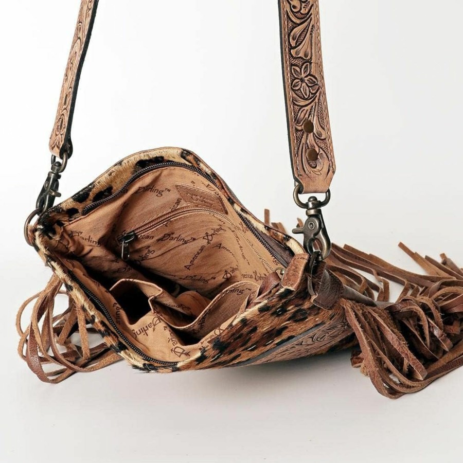 American Darling American Darling Concealed Carry Crossbody Hand Carved Leather Fringe Purse For Women Western Handbags Conceal Carry Shoulder Handbags